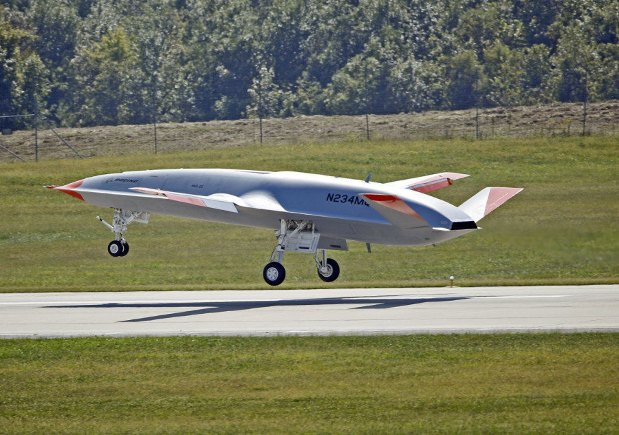 Vuelo de prueba de MQ-25. Foto Boeing.