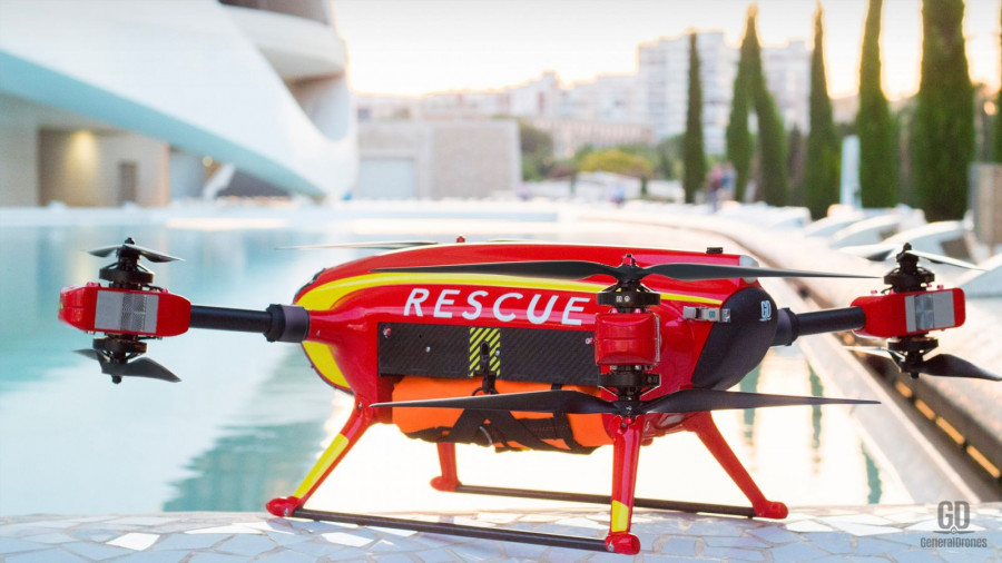 Auxdron Lifeguard drone uav rescue rear view evening sun 1
