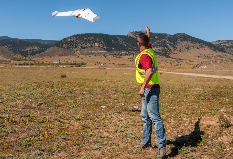 Frontier Precision technician test flies the Delair UX11 UAV