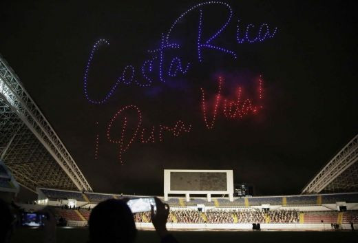 Parte del espectáculo de drones de Intel en Costa Rica. Foto Intel Costa Rica