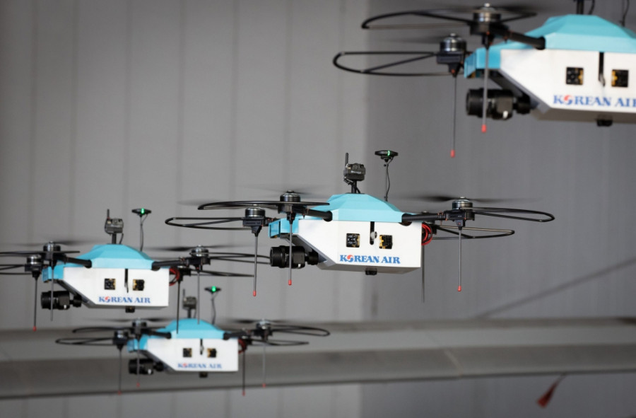 Drones de Korean Air en vuelo. Foto Korean Air