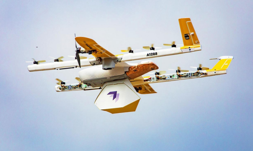 Un dron de entrega de Wing.