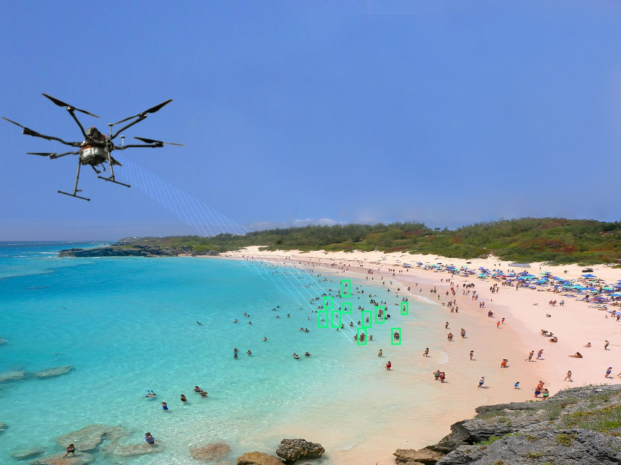 Drones vigilando playas. Foto Aerocamaras.