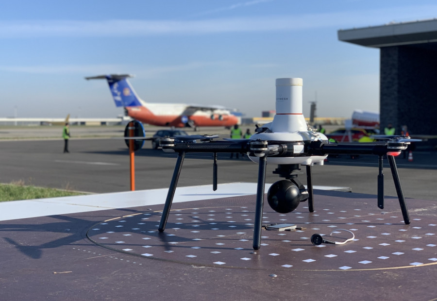 Dron en el Aeropuerto de Bruselas. Imagen Skeyes.