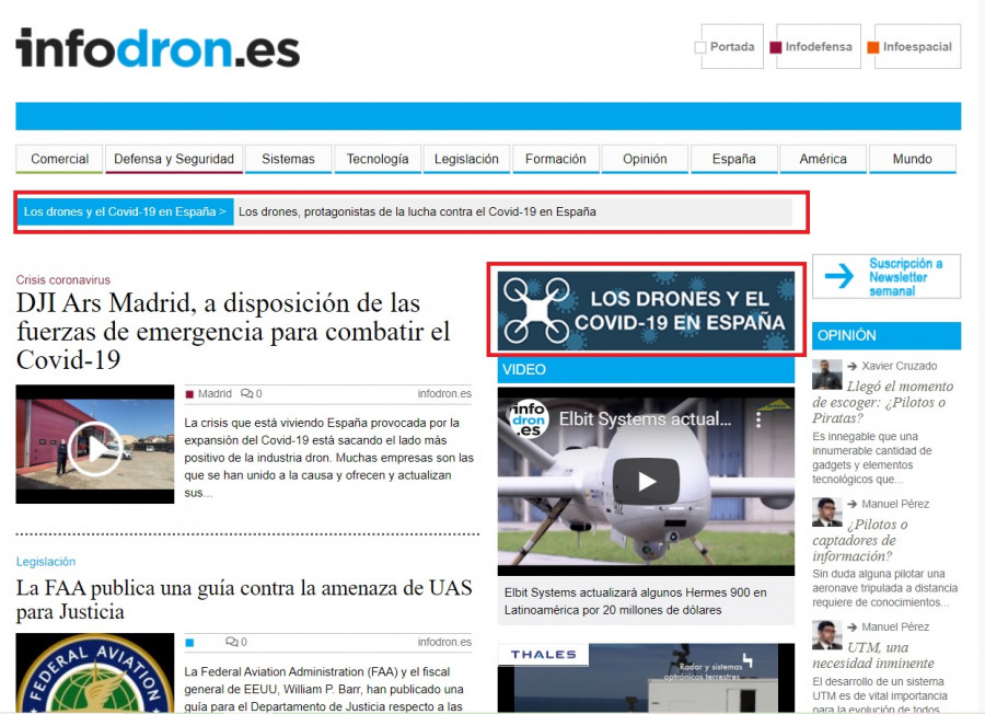 Portada de Infodron.es.