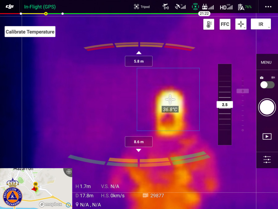 Medición de temperatura con drones. Foto DJI.