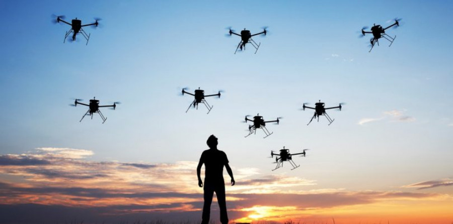 Enjambre de drones. Foto Defensa Reino Unido.