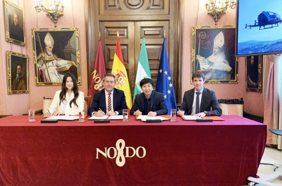 Firma del acuerdo. Foto EHang.