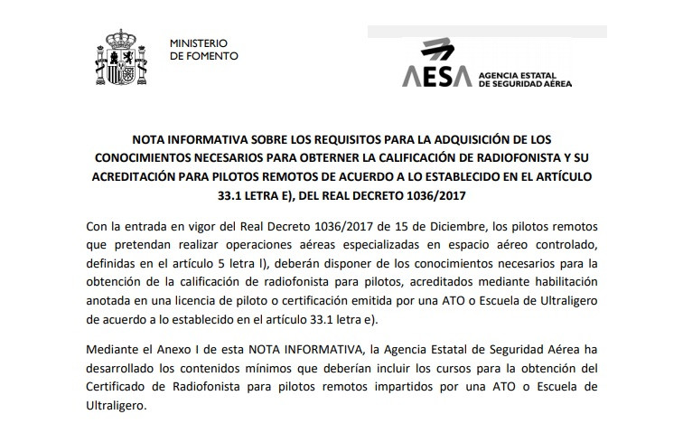 AESA da los requisitos para obtener el certificado de radiofonista