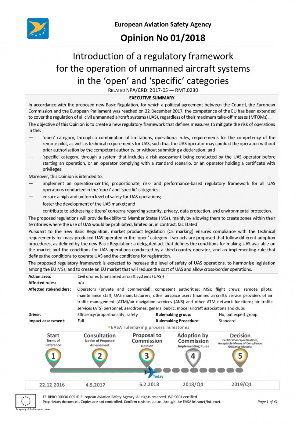 EASA EU Opinion012018