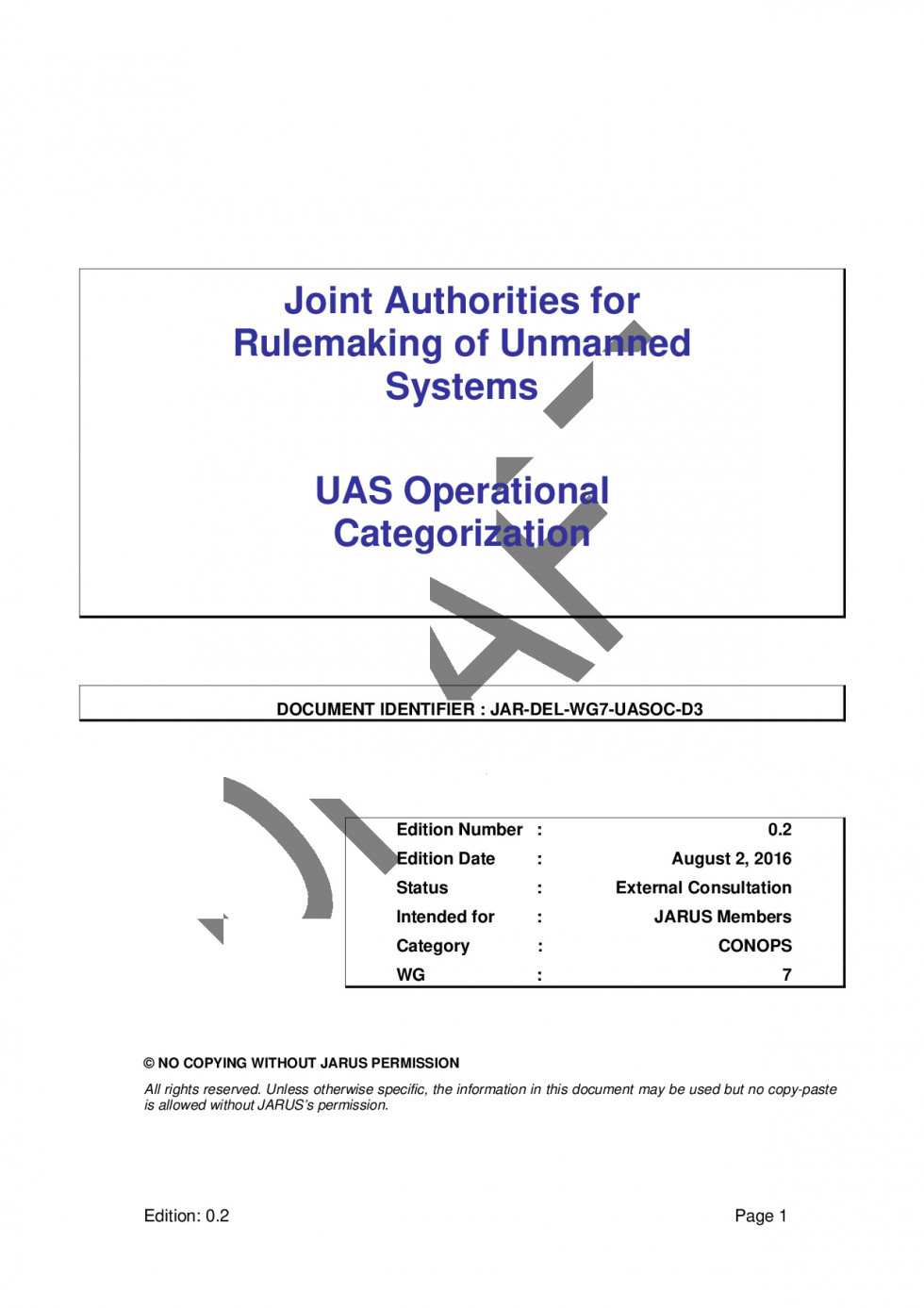 161004 jarus WG7UASOpsCategorization V02 ExternalConsultation